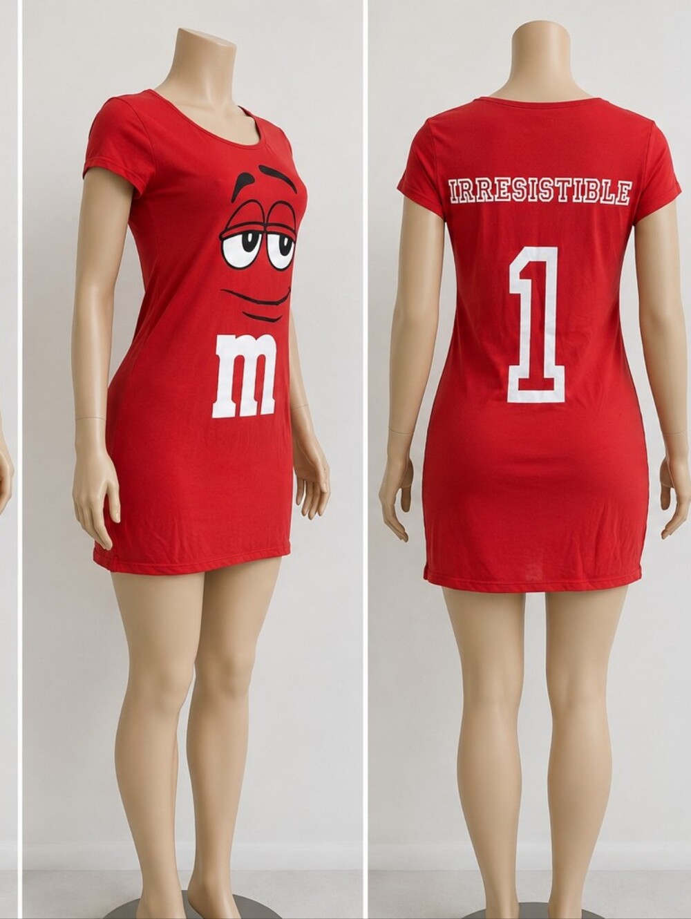 Red M&M Sleep Shirt Nightgown Pajama Dress Size Small